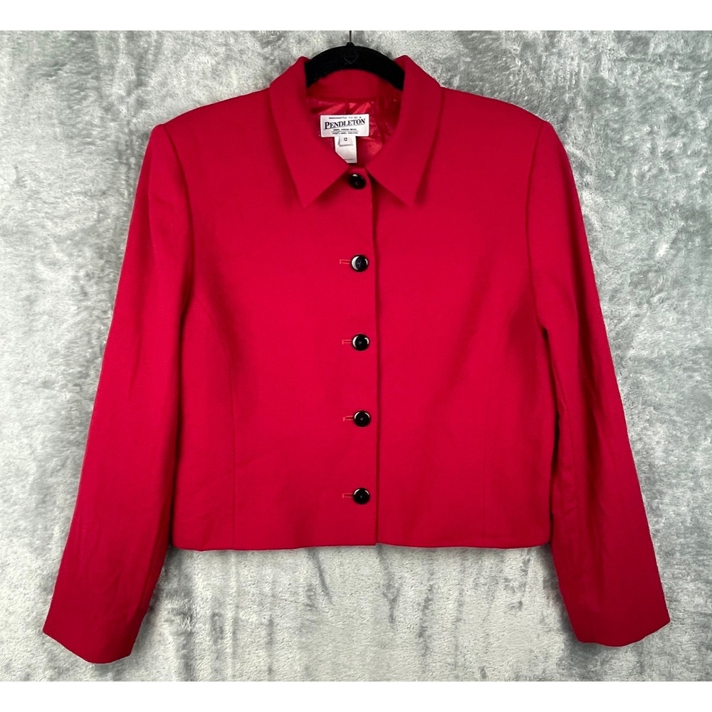 Pendleton Jacket Womens 12 Red Blazer 100% Wool Academia Preppy Vintage USA